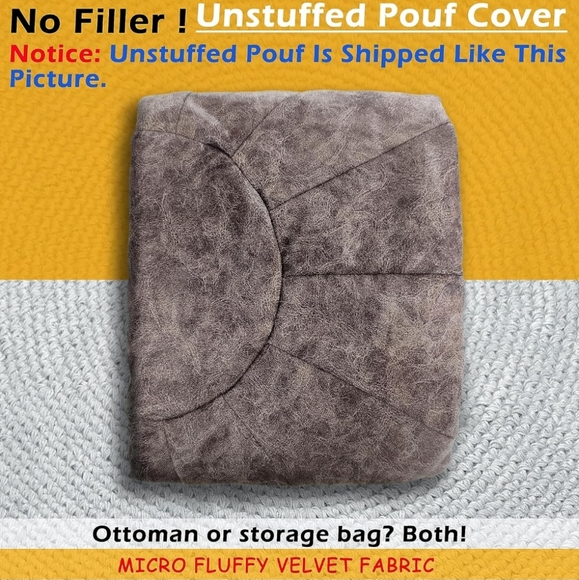 Gray Unstuffed Ottoman (Cover) - Picture 2 of 11